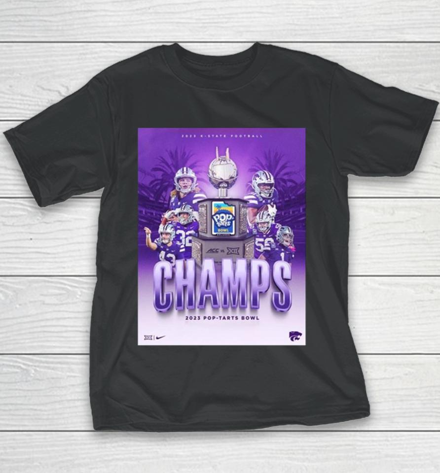 Kansas State Wildcats With The 2023 Pop Tarts Bowl Champions Ncaa College Football Youth T-Shirt