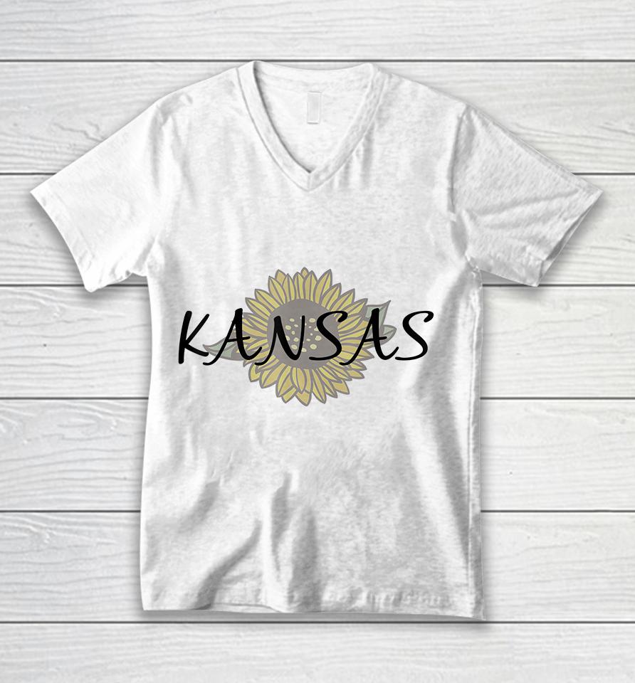 Kansas Sunflower Unisex V-Neck T-Shirt