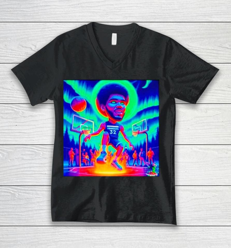 Karl Anthony Towns Big Kat Psychedelic Meme Minnesota Timberwolves Unisex V-Neck T-Shirt