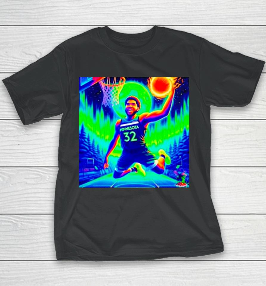 Karl Anthony Towns Flying Kat Psychedelic Meme Minnesota Timberwolves Youth T-Shirt