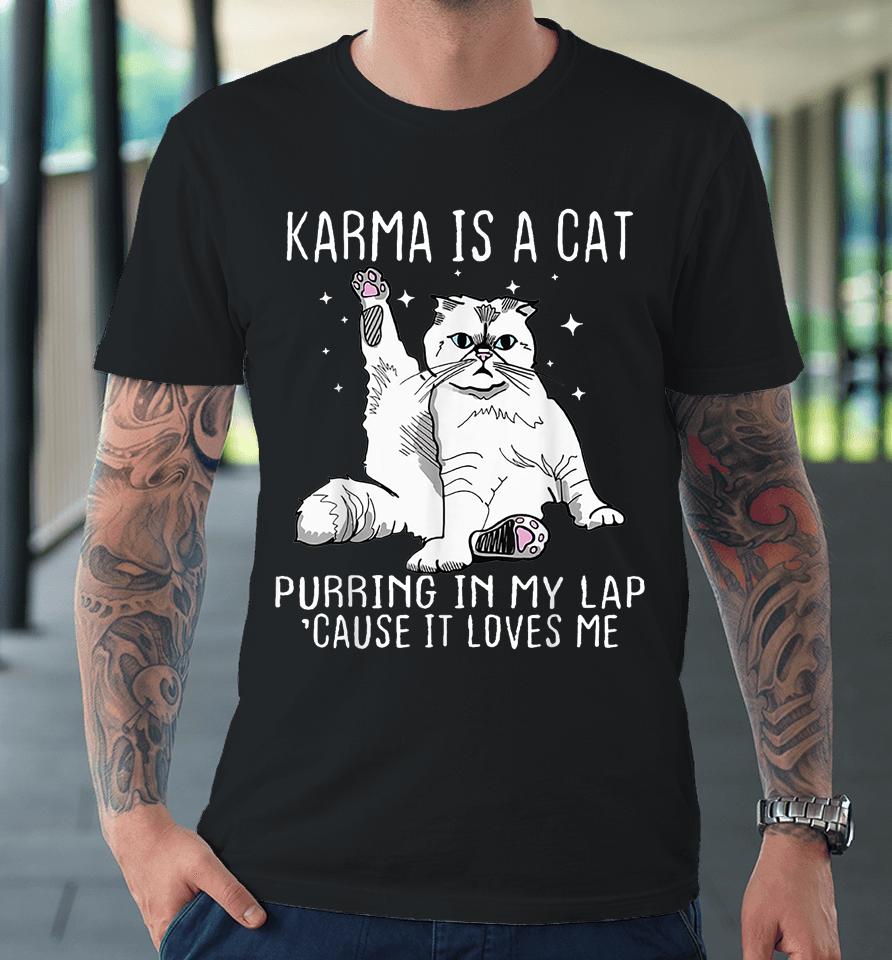 Karma Is A Cat Purring In My Lap Cause It's Loves Me Premium T-Shirt