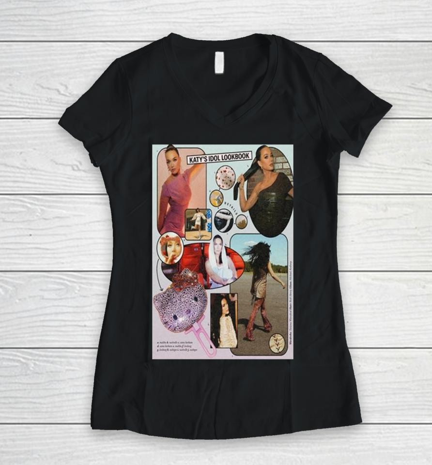 Katy Idol Lookbook 2024 Women V-Neck T-Shirt