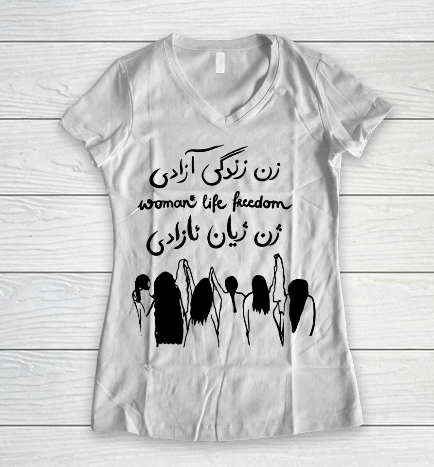 Kaveh Md Women Life Freedom Women V-Neck T-Shirt