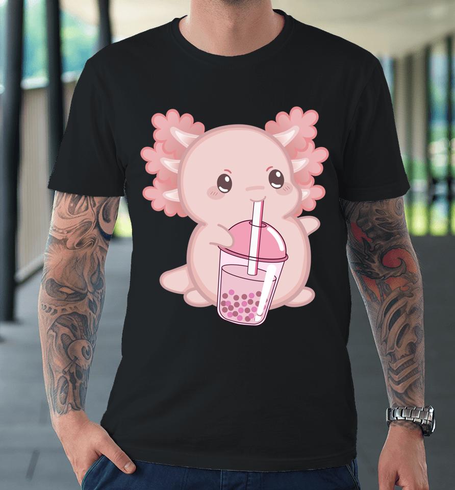 Kawaii Anime Axolotl Boba Bubble Tea Premium T-Shirt