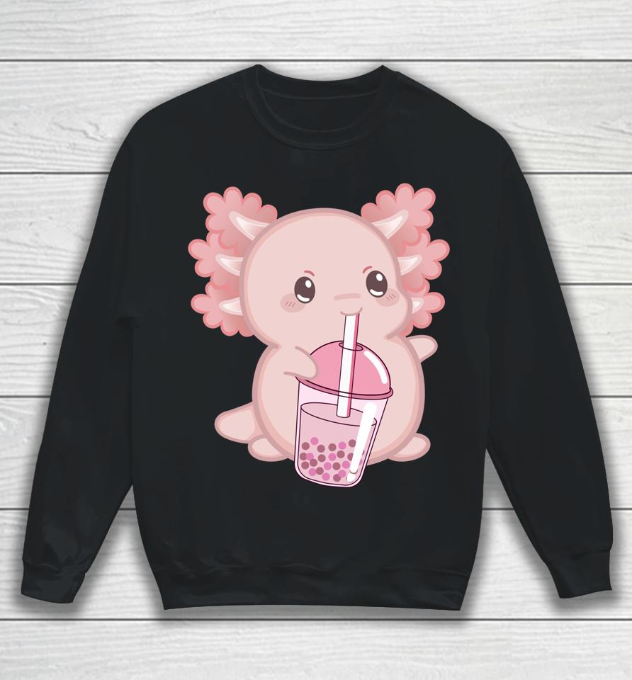 Kawaii Anime Axolotl Boba Bubble Tea Sweatshirt