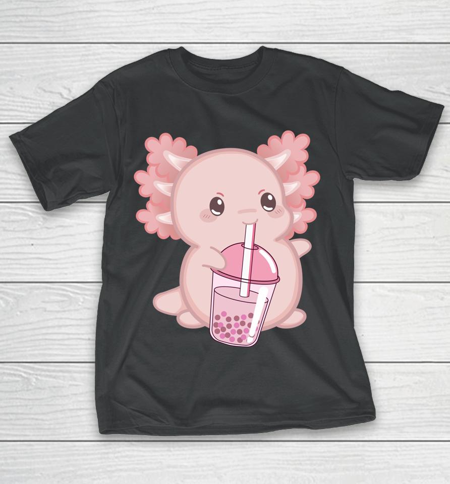 Kawaii Anime Axolotl Boba Bubble Tea T-Shirt