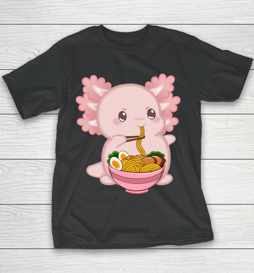 Kawaii Anime Axolotl Ramen Noodle Youth T-Shirt