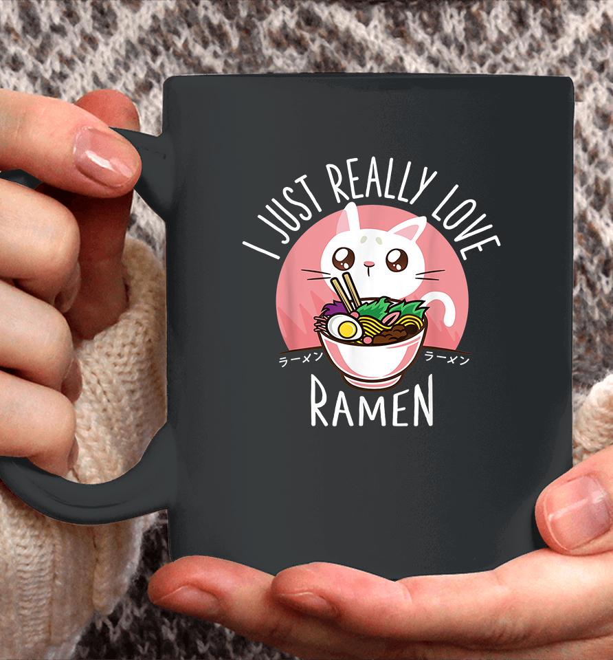 Kawaii Anime Cat Love Ramen Japanese Noodles Coffee Mug
