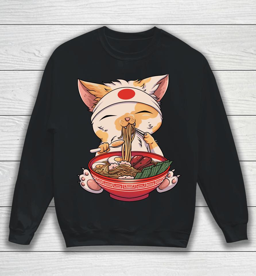 Kawaii Cat Ramen Noodles Cute Kitten Japanese Anime Gifts Sweatshirt