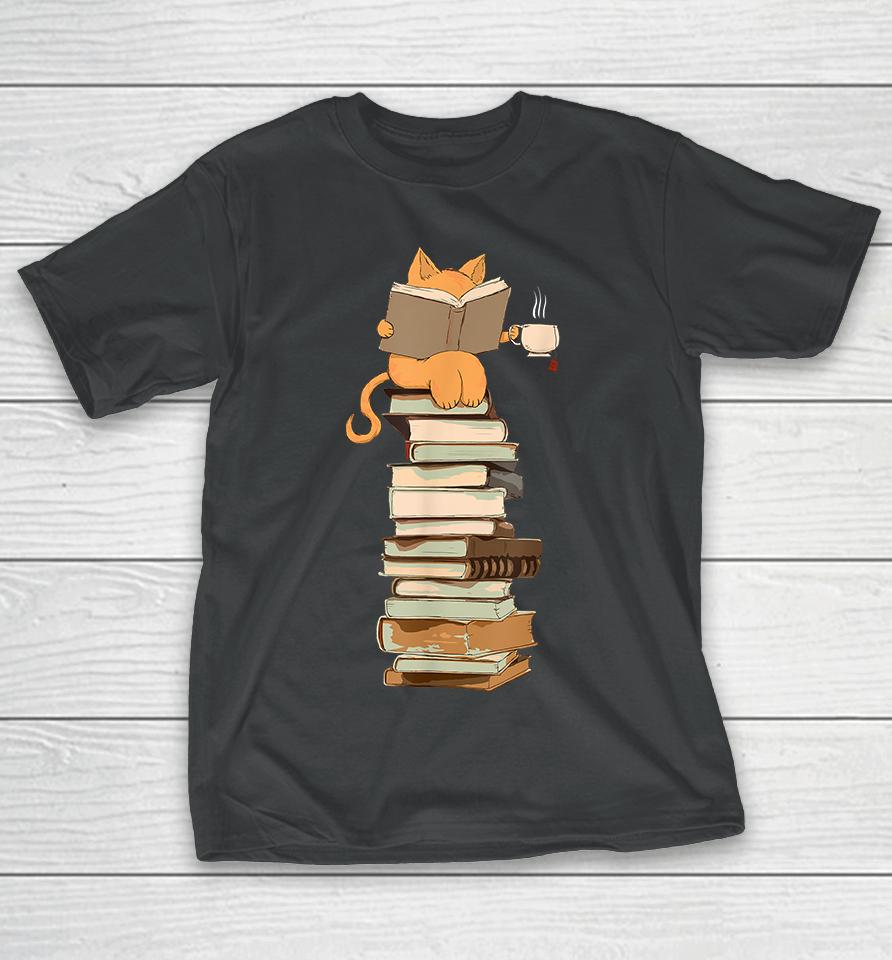 Kawaii Cats Books T-Shirt