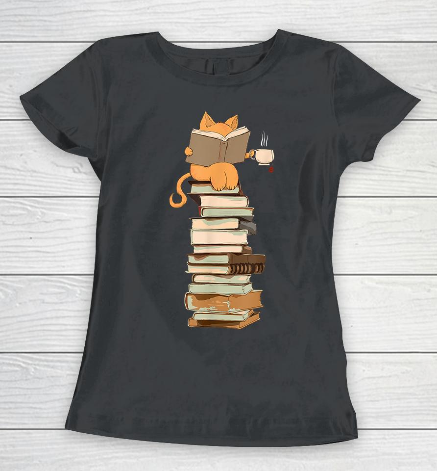 Kawaii Cats Books Women T-Shirt
