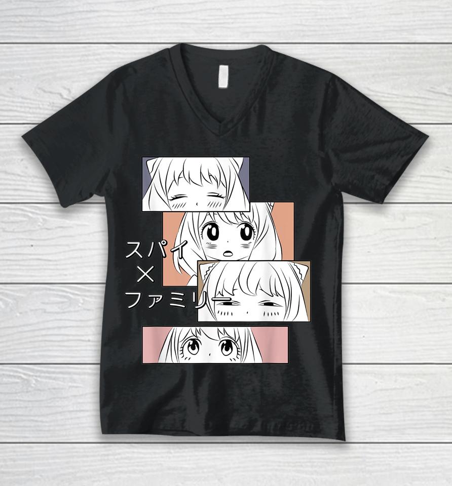 Kawaii Cute Anya Family X Spy Girl Emotion Design Unisex V-Neck T-Shirt