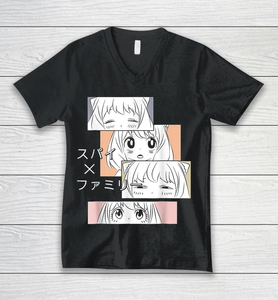 Kawaii Cute Anya Family X Spy Girl Emotion Design Unisex V-Neck T-Shirt