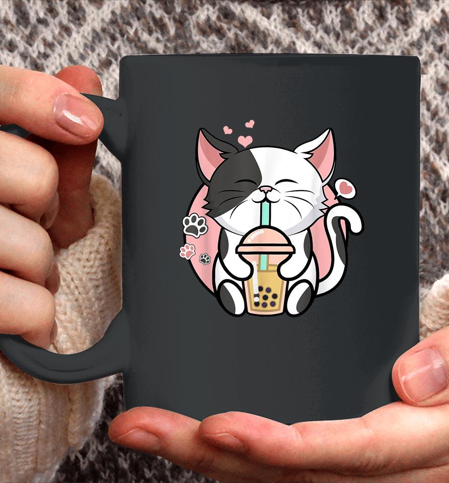 Kawaii Cute Cat Boba Bubble Milk Tea Anime Girls Teen Neko Coffee Mug