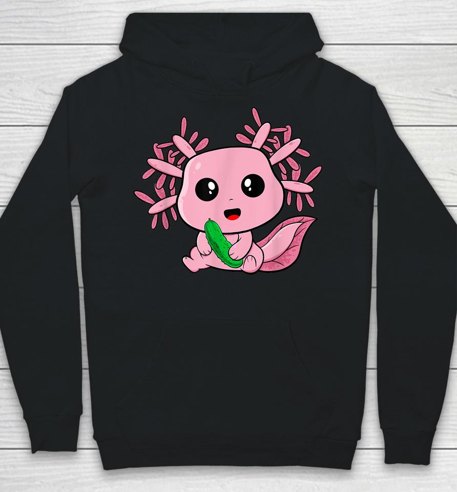 Kawaii Funny Axolotl With Pickles Foodie Teens Anime Lover Hoodie