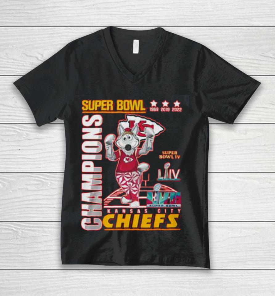 Kc Chiefs 3X Super Bowl Champions Unisex V-Neck T-Shirt