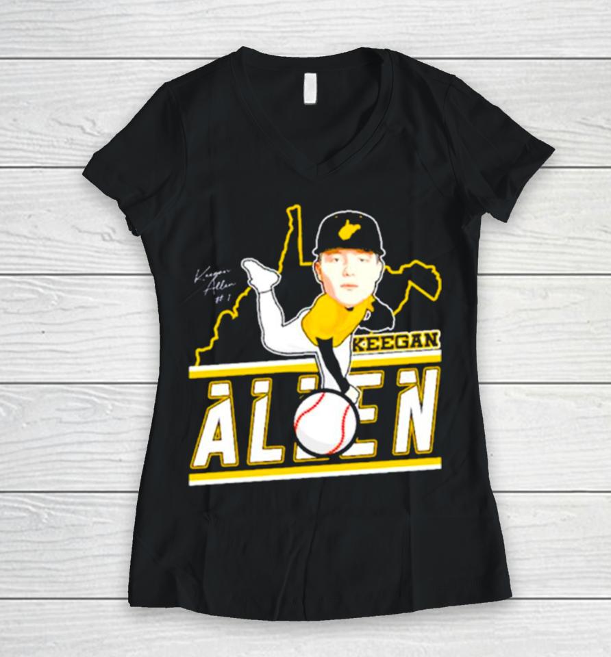 Keegan Allen West Virginia University Cartoon 2023 Women V-Neck T-Shirt