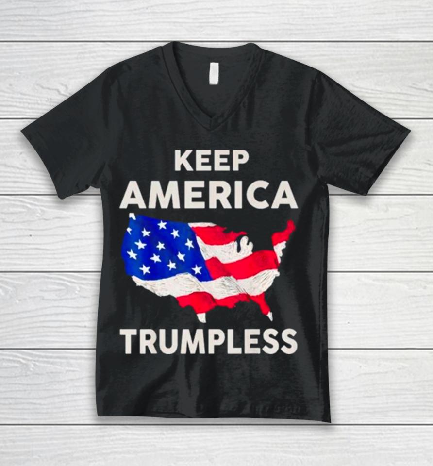 Keep American Trumpless Usa Flag Map Unisex V-Neck T-Shirt