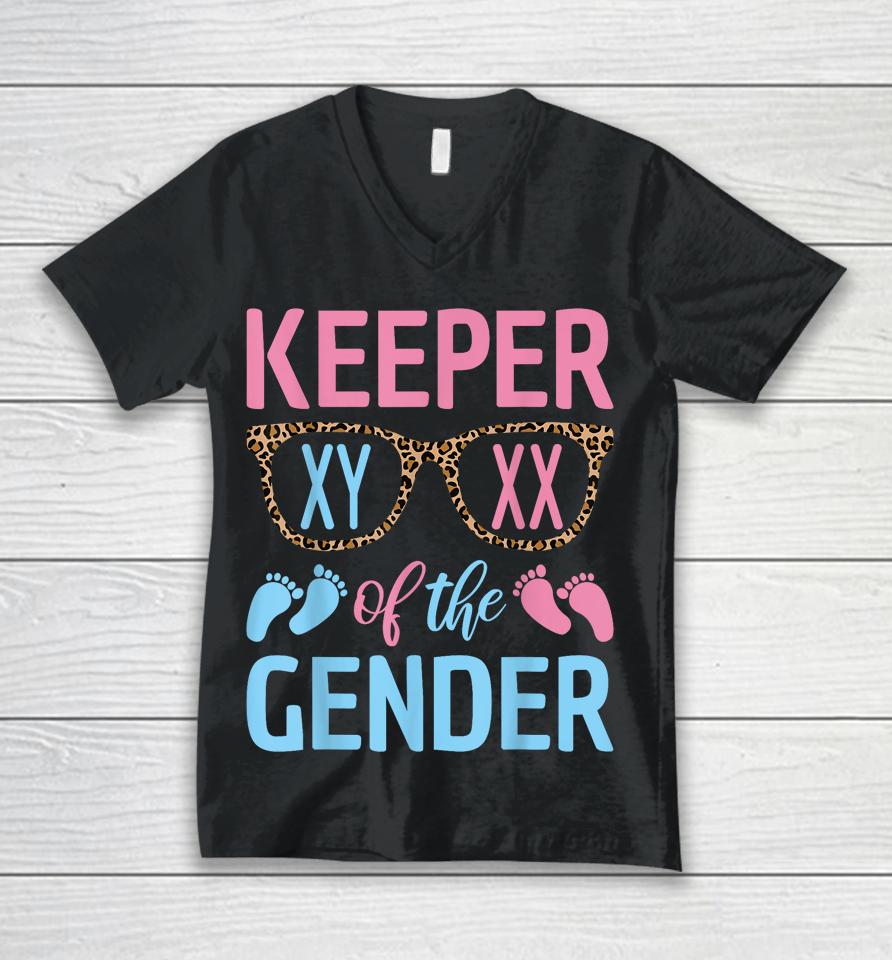 Keeper Of The Gender Baby Shower Gender Reveal Party Outfit Unisex V-Neck T-Shirt