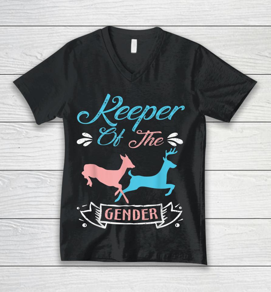 Keeper Of The Gender Buck Or Doe In Blue And Pink Party Unisex V-Neck T-Shirt