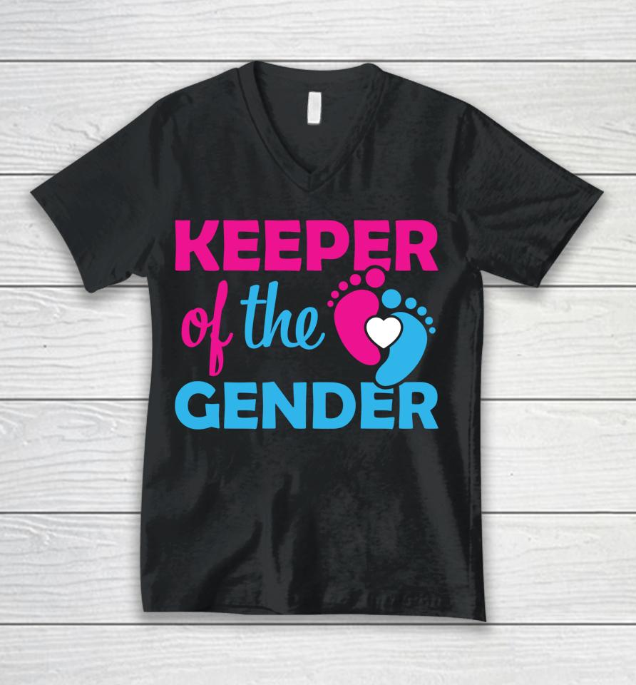 Keeper Of The Gender Gender Reveal Gender Keeper Unisex V-Neck T-Shirt