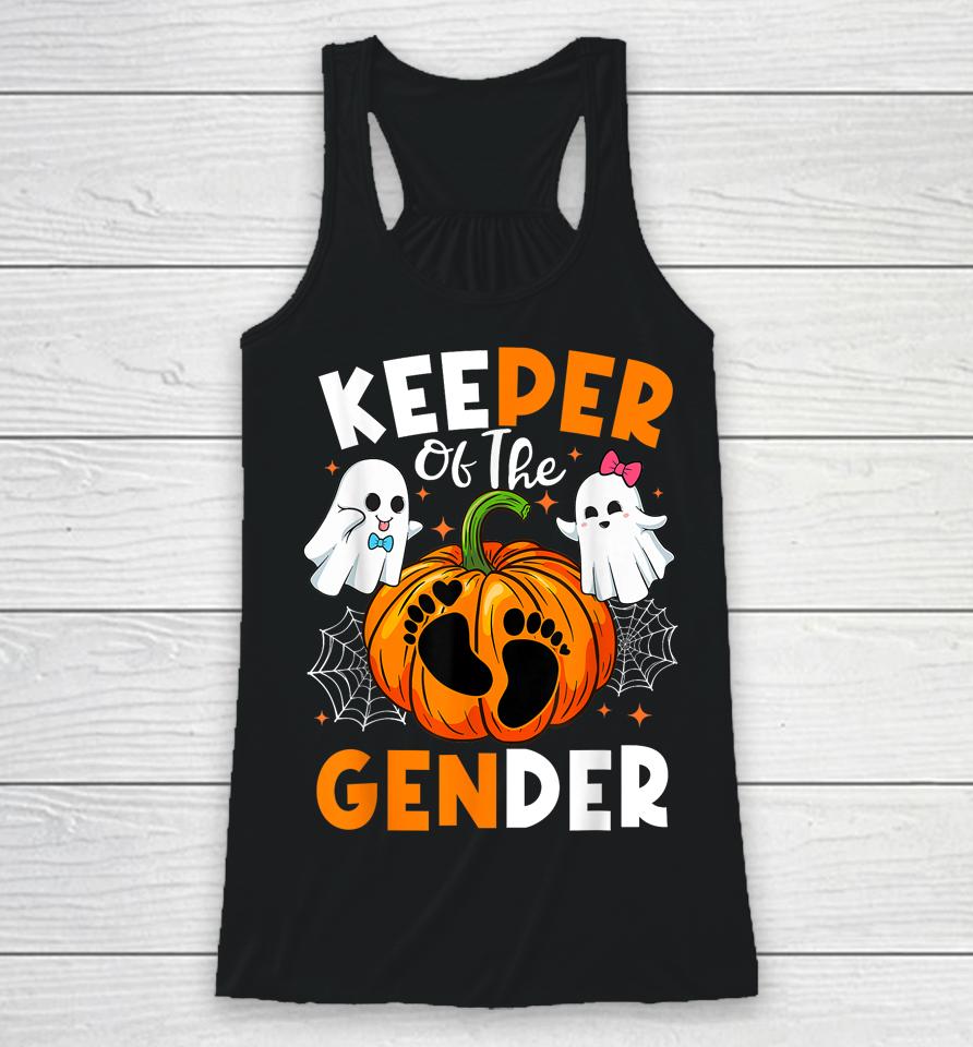Keeper Of The Gender Reveal Baby Fall Halloween Thanksgiving Racerback Tank