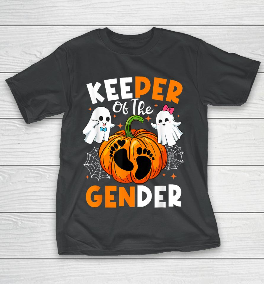 Keeper Of The Gender Reveal Baby Fall Halloween Thanksgiving T-Shirt