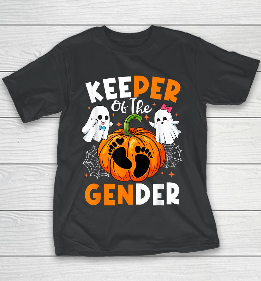 Keeper Of The Gender Reveal Baby Fall Halloween Thanksgiving Youth T-Shirt