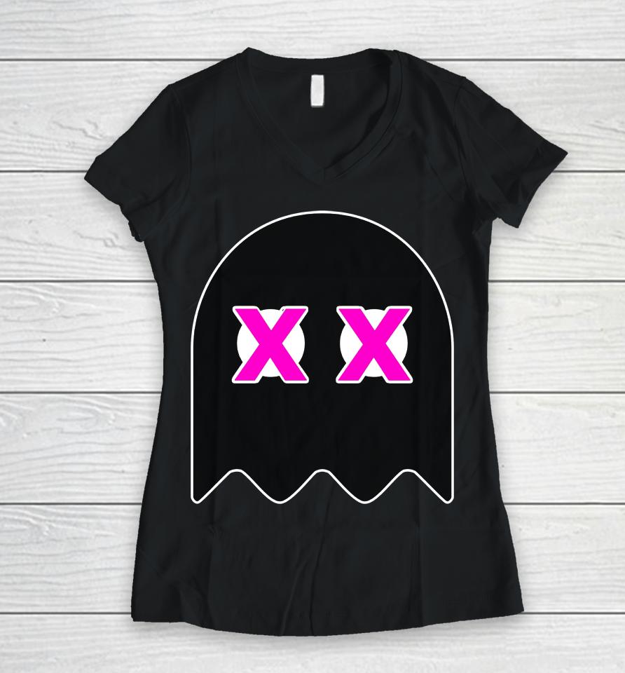 Kem Dead Ghost Semi-Transparent Women V-Neck T-Shirt