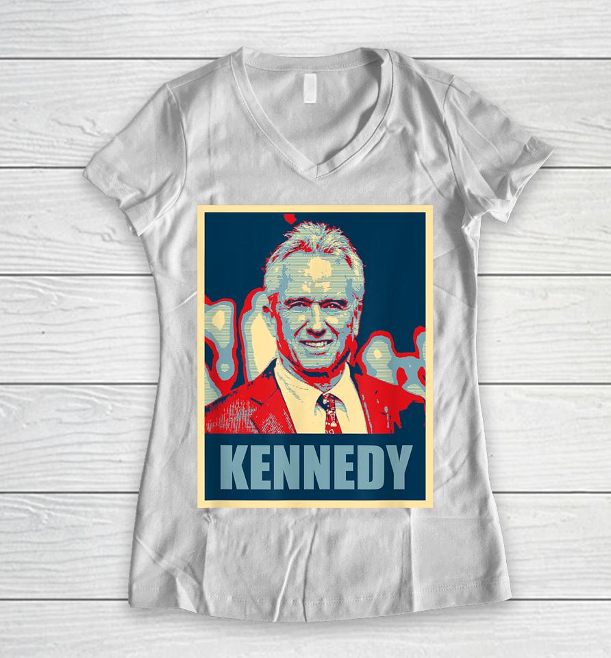 Kennedy 2024 For President Election Poster Women V-Neck T-Shirt