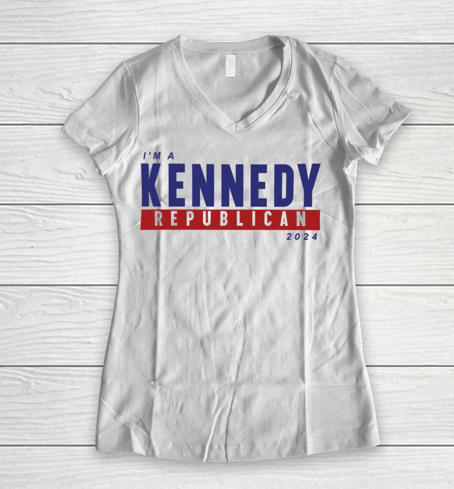 Kennedy24 Merch I'm A Kennedy Republican 2024 Women V-Neck T-Shirt