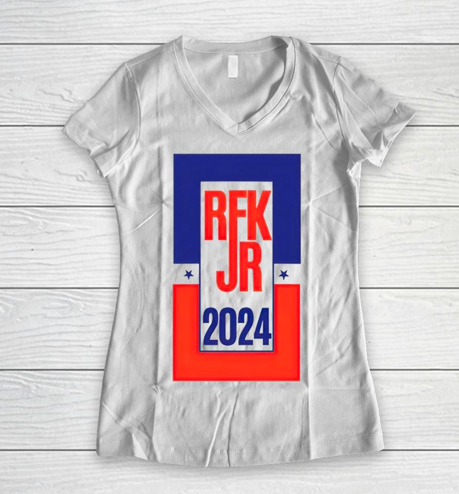 Kennedy24 Retro Rfk Jr 2024 Women V-Neck T-Shirt