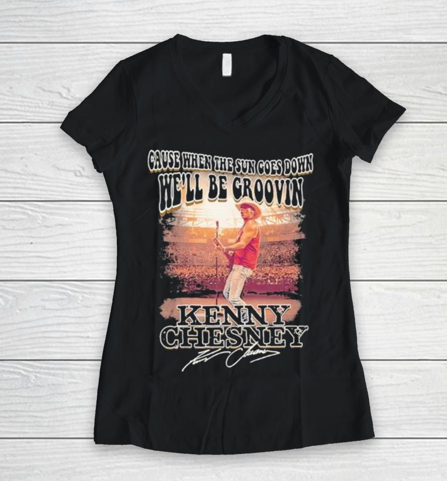 Kenny Chesney Live We’ll Be Groovin When The Sun Goes Down Women V-Neck T-Shirt