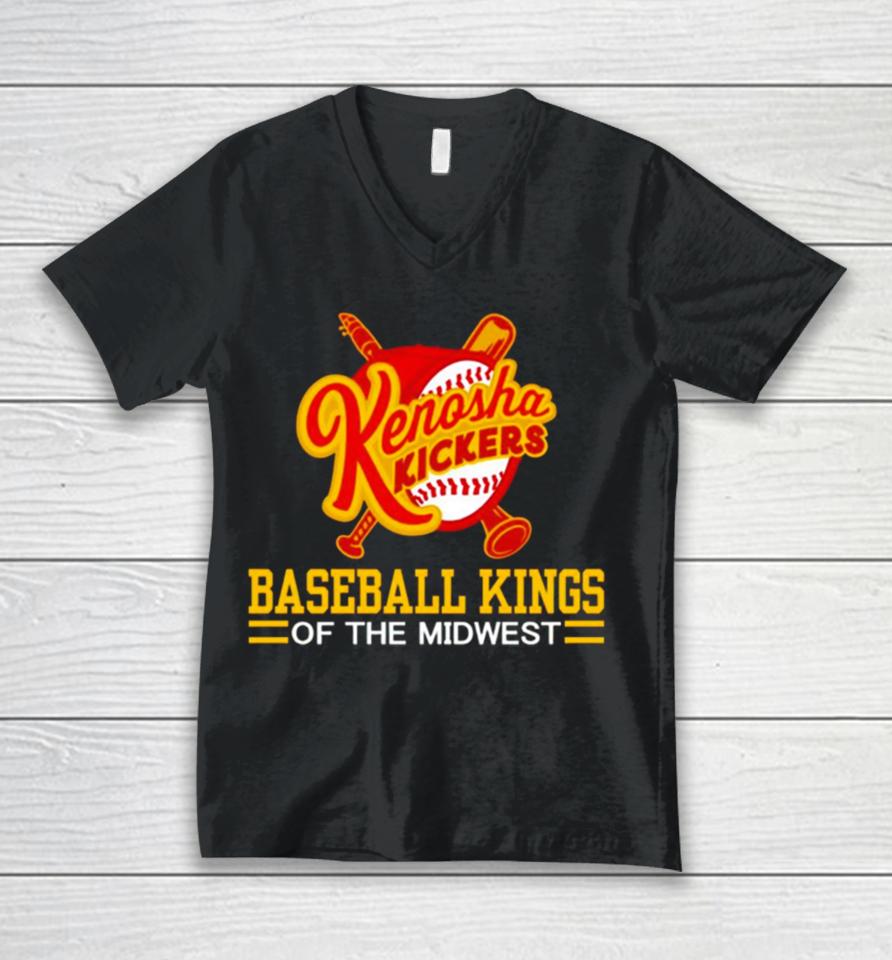 Kenosha Kickers Slogan Baseball Kings Of The Midwest Unisex V-Neck T-Shirt
