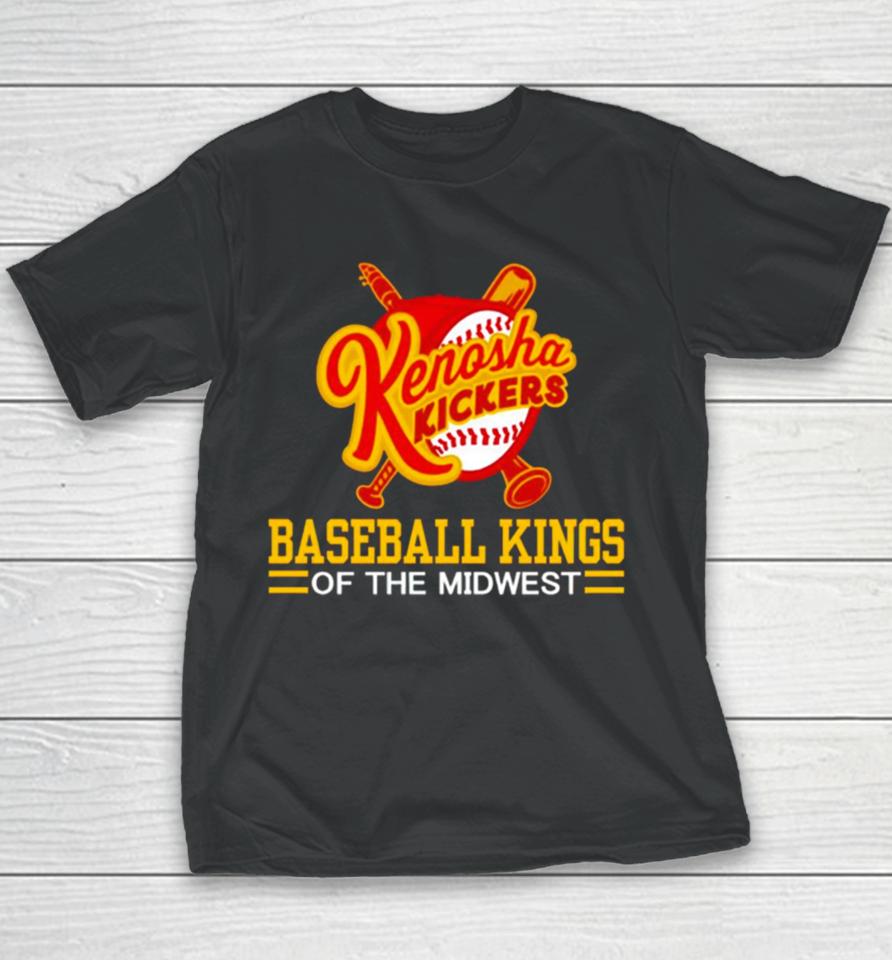 Kenosha Kickers Slogan Baseball Kings Of The Midwest Youth T-Shirt