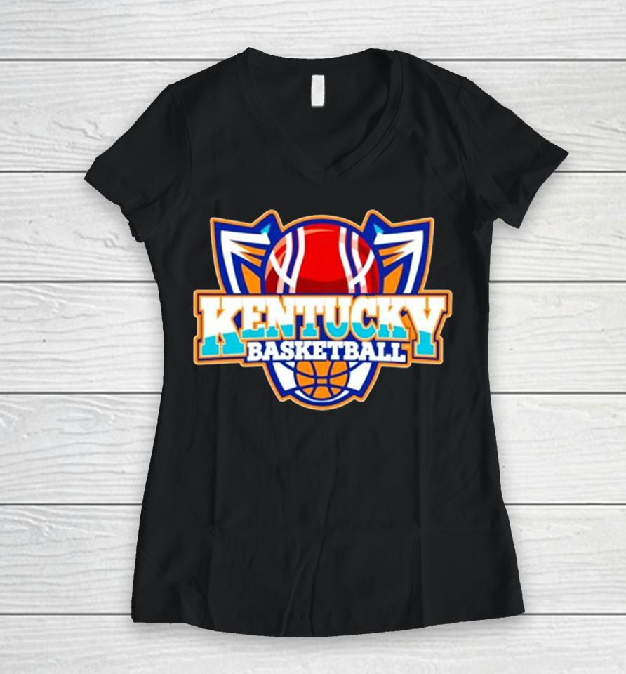 Kentucky Basketball Ncaa Team Logo Women V-Neck T-Shirt