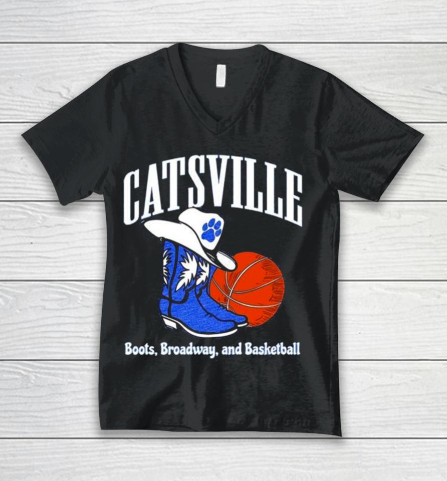 Kentucky Catsville Boots On Broadway Basketball Unisex V-Neck T-Shirt