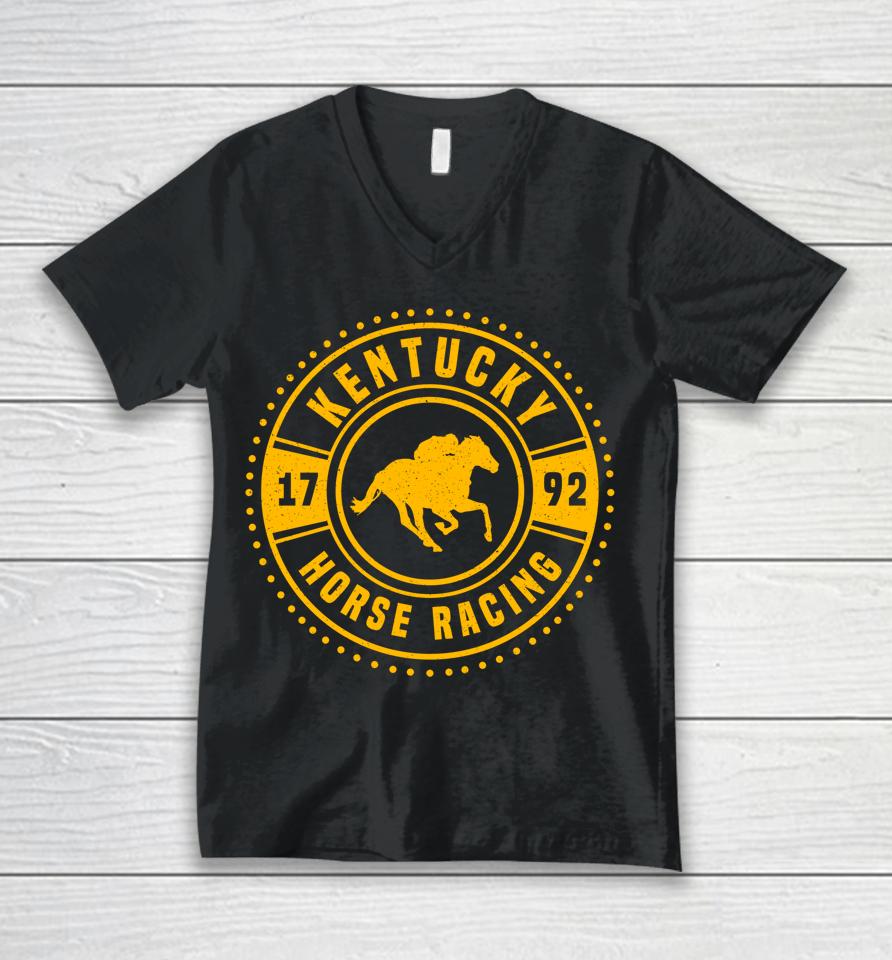 Kentucky Horse Racing Vintage Ky Derby Horse Jockey Unisex V-Neck T-Shirt