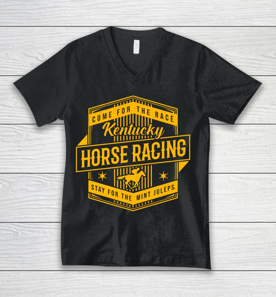 Kentucky Horse Racing Vintage Ky Derby Horse Jockey Unisex V-Neck T-Shirt
