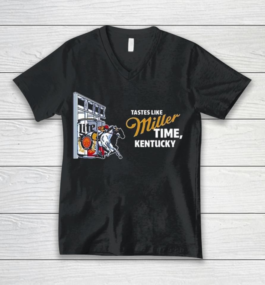 Kentucky Tastes Like Miller Time Unisex V-Neck T-Shirt