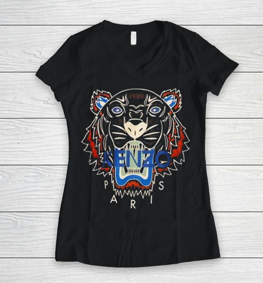 Kenzo Tiger Emblem 2024 Women V-Neck T-Shirt