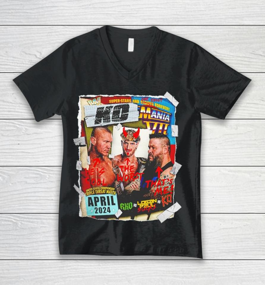 Kevin Owens Wrestlemania 40 Ko Mania Vii Unisex V-Neck T-Shirt