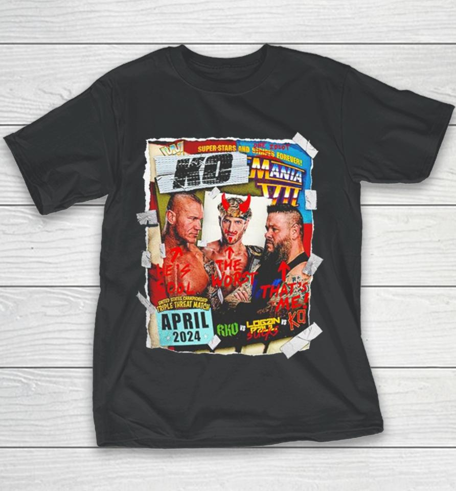 Kevin Owens Wrestlemania 40 Ko Mania Vii Youth T-Shirt