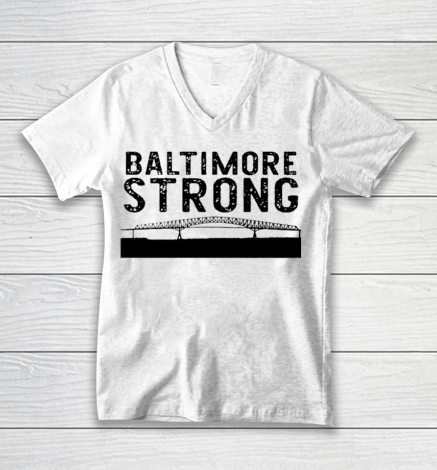 Key Bridge Stay Baltimore Strong Unisex V-Neck T-Shirt