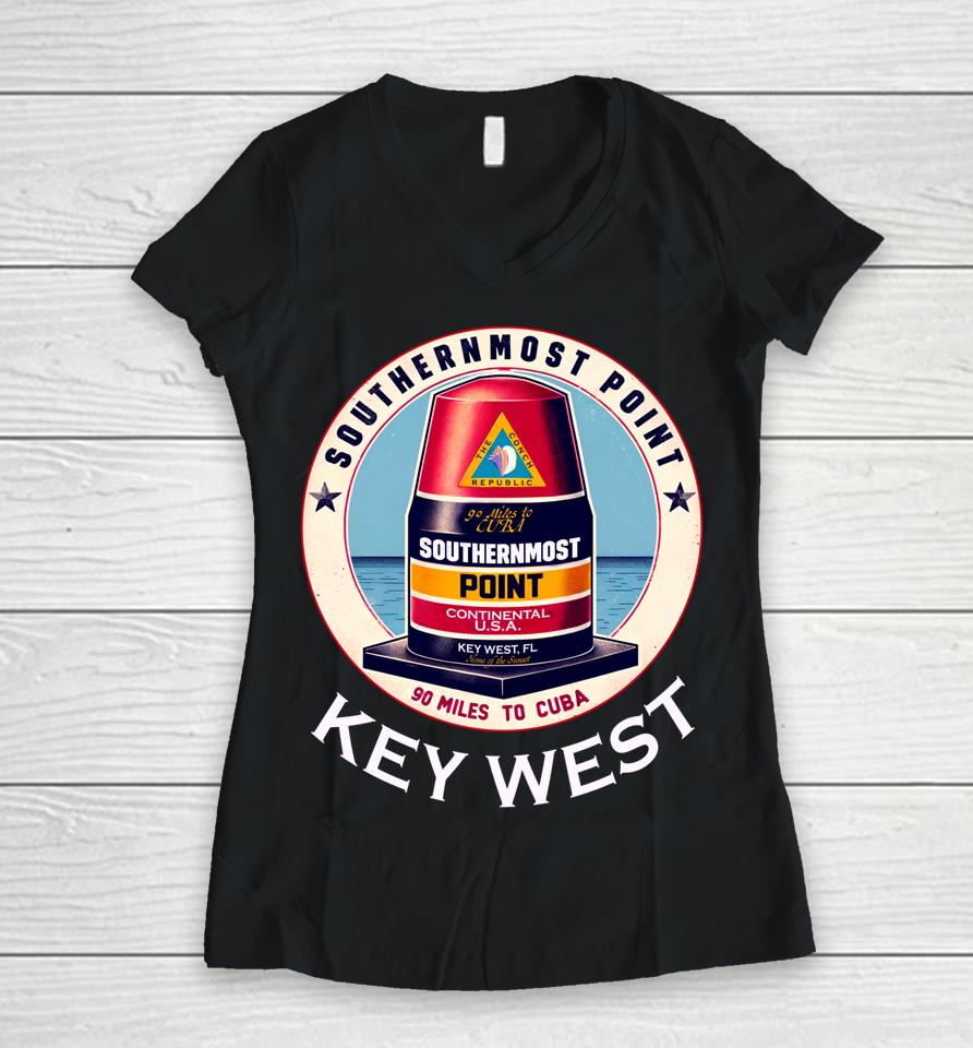 Key West Southernmost Beacon Tee Florida Women V-Neck T-Shirt