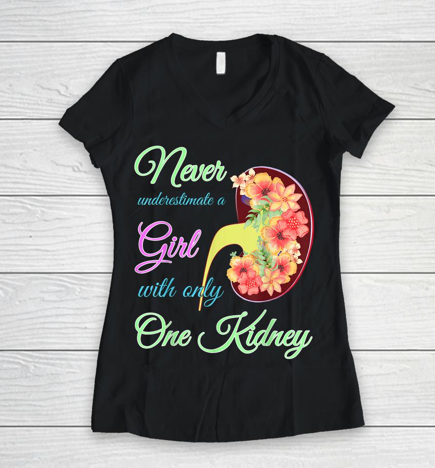 Kidney Disease Awareness Girl Donor Organ To Transplant Dad Women V-Neck T-Shirt