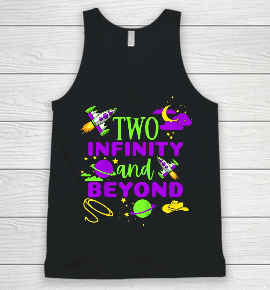 Kids 2 Year Old Two Infinity And Beyond 2Nd Birthday Boys Girls Unisex Tank Top