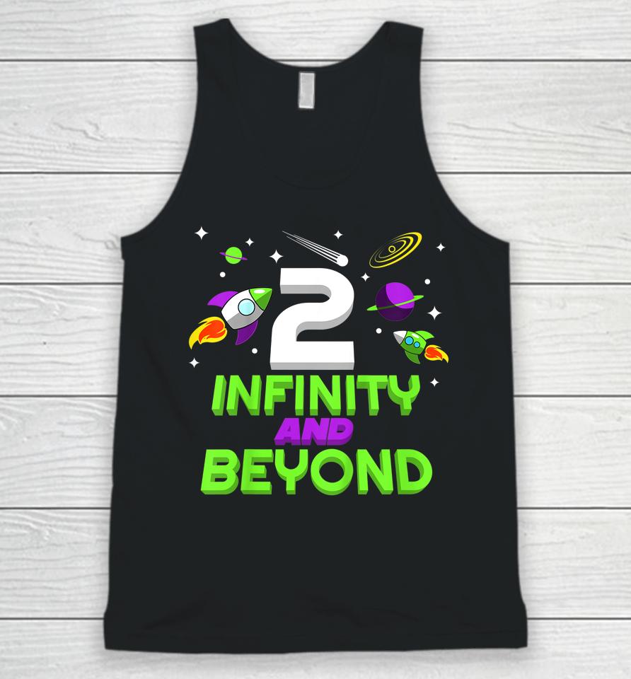 Kids 2 Year Old Two Infinity And Beyond 2Nd Birthday Boys Girls Unisex Tank Top