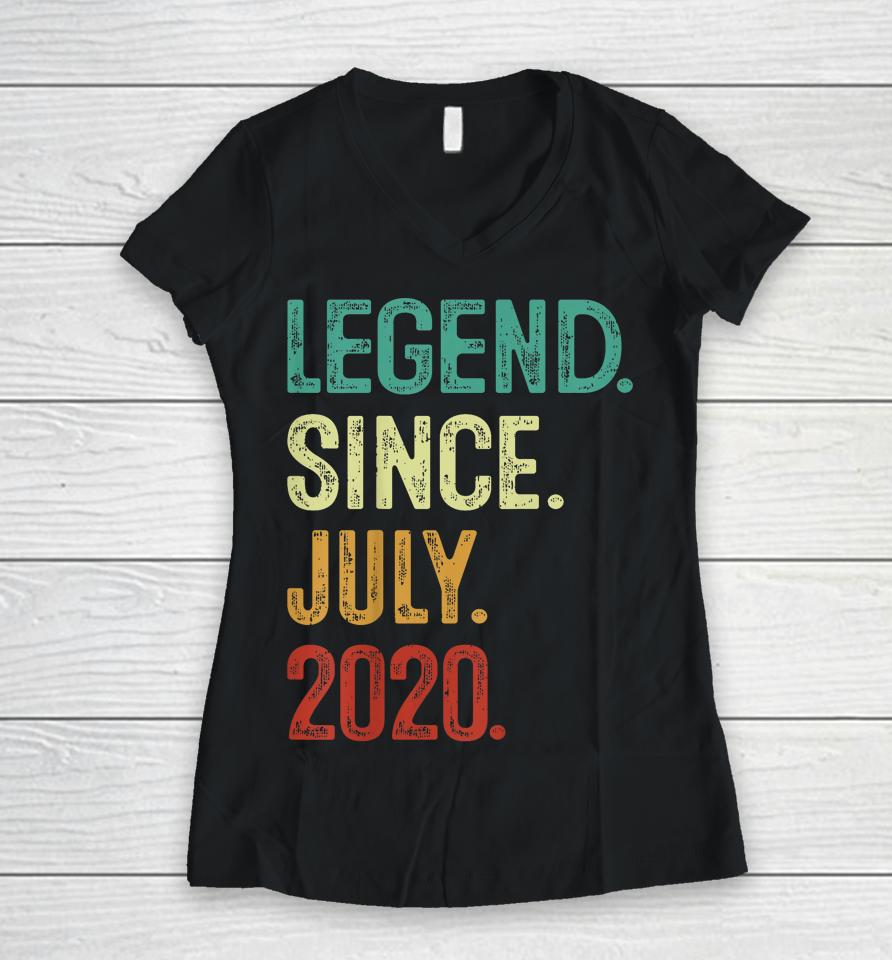 Kids 3 Years Old Legend Since July 2020 3Rd Birthday Women V-Neck T-Shirt