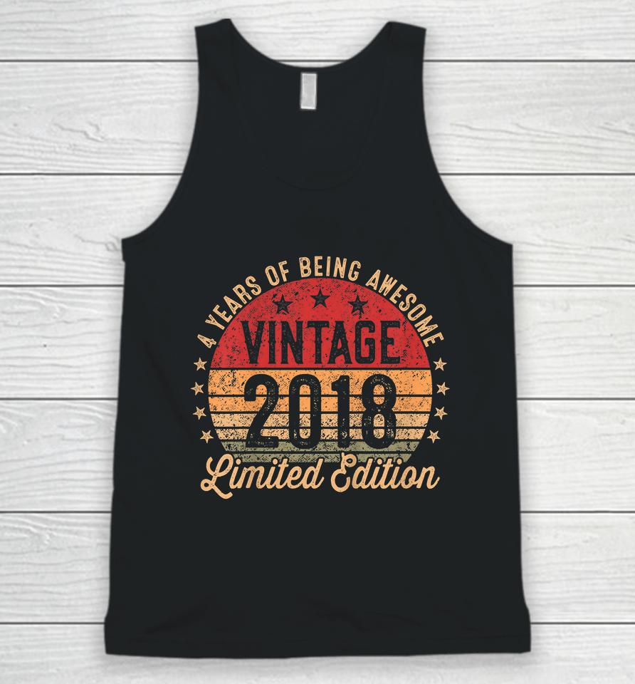 Kids 4 Year Old Vintage 2018 Limited Edition 4Th Birthday Unisex Tank Top